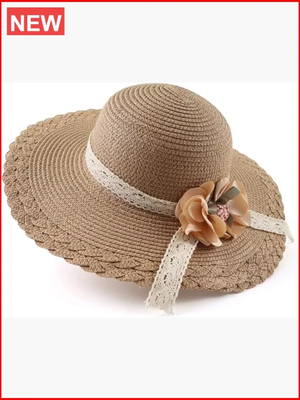 Paper Straw Sun Hat with Bowknot for Girls
